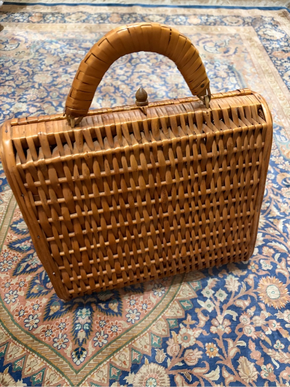Great condition Vintage Woven Rattan Handbag in Light Brown. 50’s/60’s. So cool - Picture 3 of 11